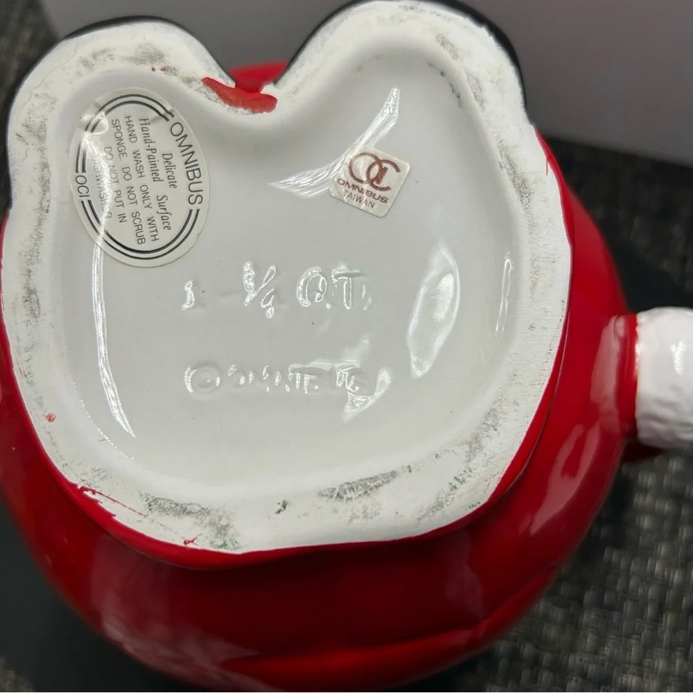 Omnibus Santa Pitcher 1¾ Qt Vintage OCI Taiwan Ceramic Christmas Holiday Decor